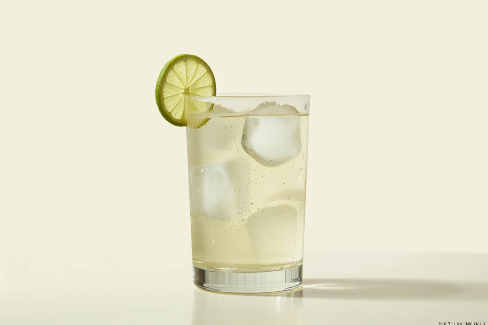 A Tommy's margarita over ice in a simple glass with a lime wheel, clean bright light.